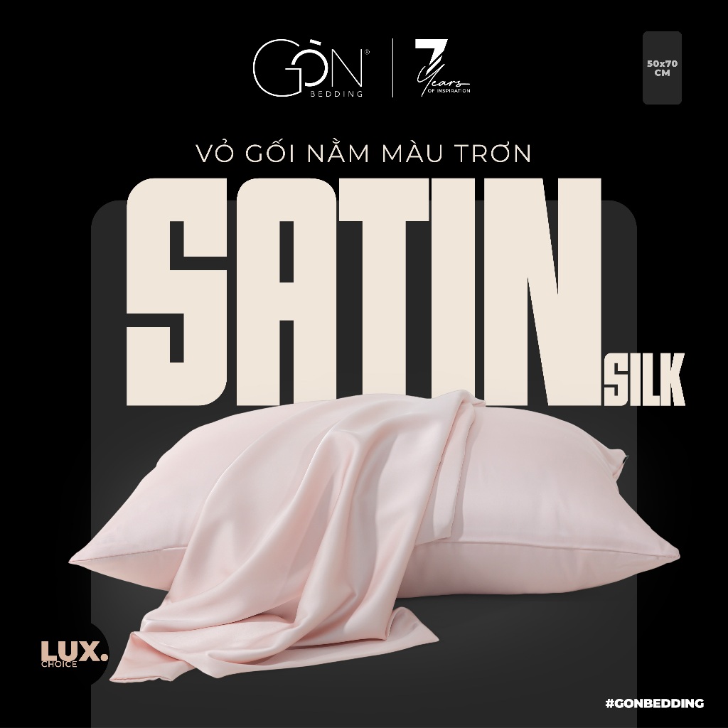 01 Vỏ Gối Nằm Gòn Bedding Lụa Satin Premium Cao Cấp Khoá Kéo Màu Trơn 50x70 cm