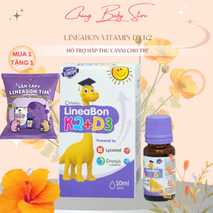 LineaBon vitamin D3 K2 - Hỗ trợ hấp thu canxi cho trẻ chai 10ml + quà