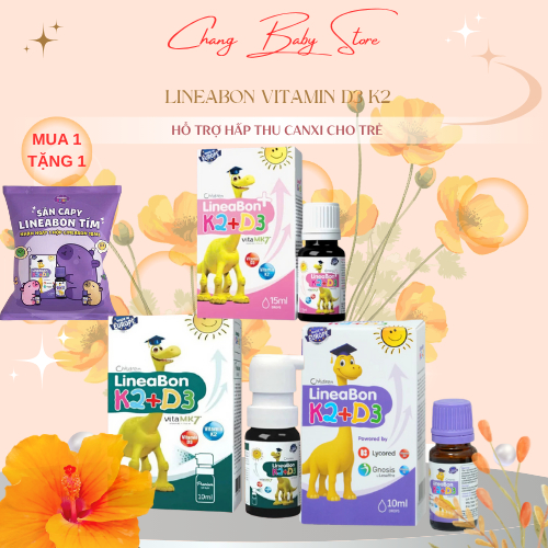 Lineabon K2+D3 Bổ Sung Vitamin K2D3 Tinh Khiết Hỗ Trợ Tăng Chiều Cao, Hấp Thụ Canxi, Giảm Còi Xương