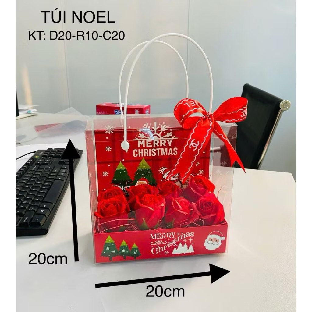(SET 5c Mẫu hot) HỘP MICA LOVE trong suốt quai pvc trắng