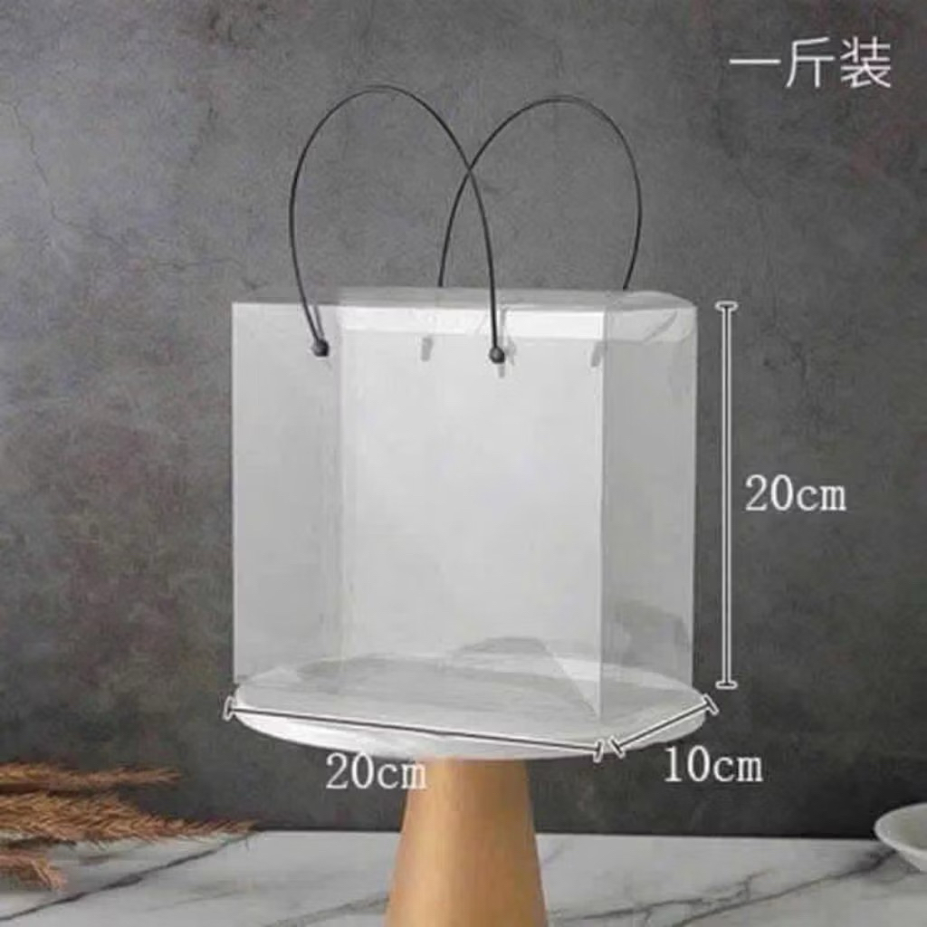 (SET 5-10c) HỘP MICA TRONG SUỐT QUAI PVC đựng hoa, quà… 20x10x20cm