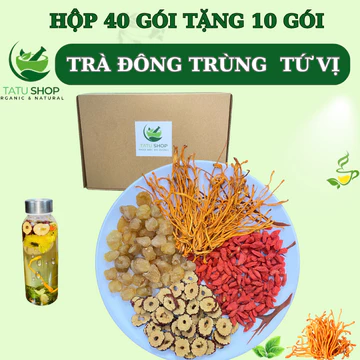 Trà Đông Trùng Tứ Vị TATU SHOP Thảo Mộc Bổ Dưỡng – Trà Thảo Mộc, Quà Tặng Sức Khỏe Hộp 30 gói kèm quà tặng