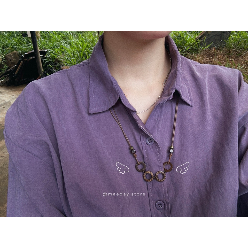 Vòng cổ Kuma - dây chuyền khoen gỗ tròn nối nhau vintage tuỳ chỉnh kích thước