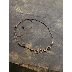 Vòng cổ Kuma - dây chuyền khoen gỗ tròn nối nhau vintage tuỳ chỉnh kích thước