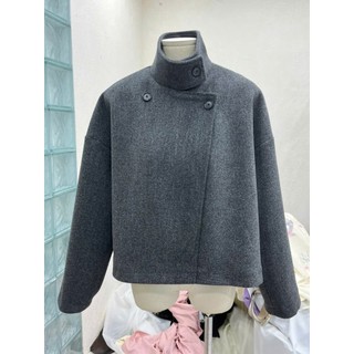 Áo Khoác Ngắn Retro Cổ Cao Phối Cúc Vạt Chéo 247store Cross Button Coat 2 Lớp Sang Trọng Cho Nữ Aokhoacda1888