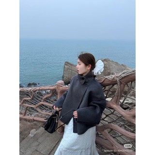 Áo Khoác Ngắn Retro Cổ Cao Phối Cúc Vạt Chéo 247store Cross Button Coat 2 Lớp Sang Trọng Cho Nữ Aokhoacda1888