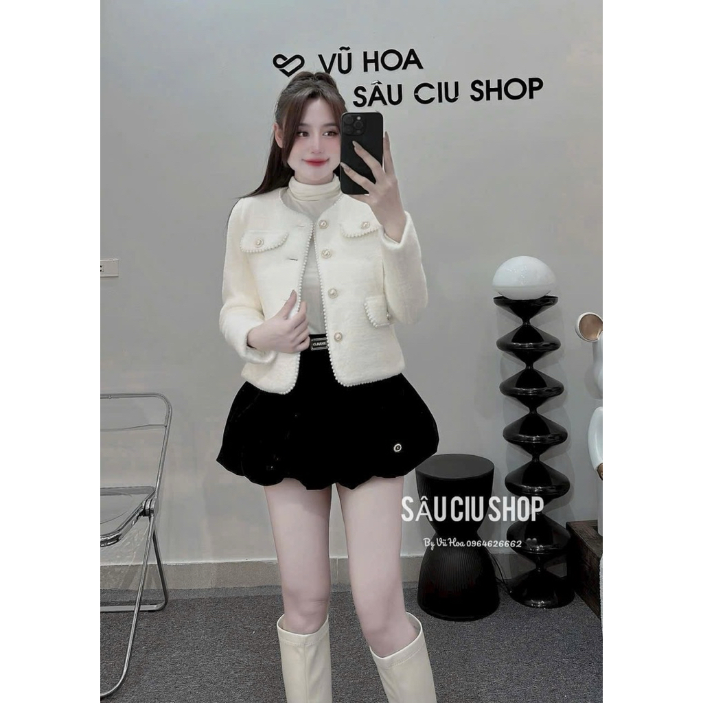 Áo Dạ viền ngọc Chất Liệu Siêu Ấm Áp Và Mềm Mịn  BYJOLIE (size mL tương đương sm)