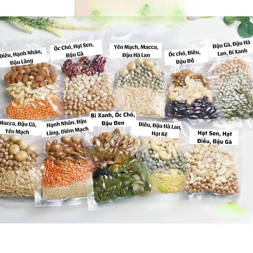 Set hạt dinh dưỡng nấu sữa hạt túi hút chân không mix sẵn 10 ngày