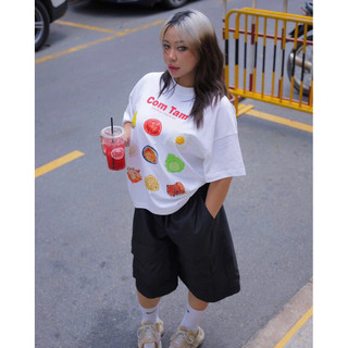 Áo Thun Boxy In Hình Cơm Tấm LAWI/ Áo Thun Local Brand Unisex Nam Nữ Oversize