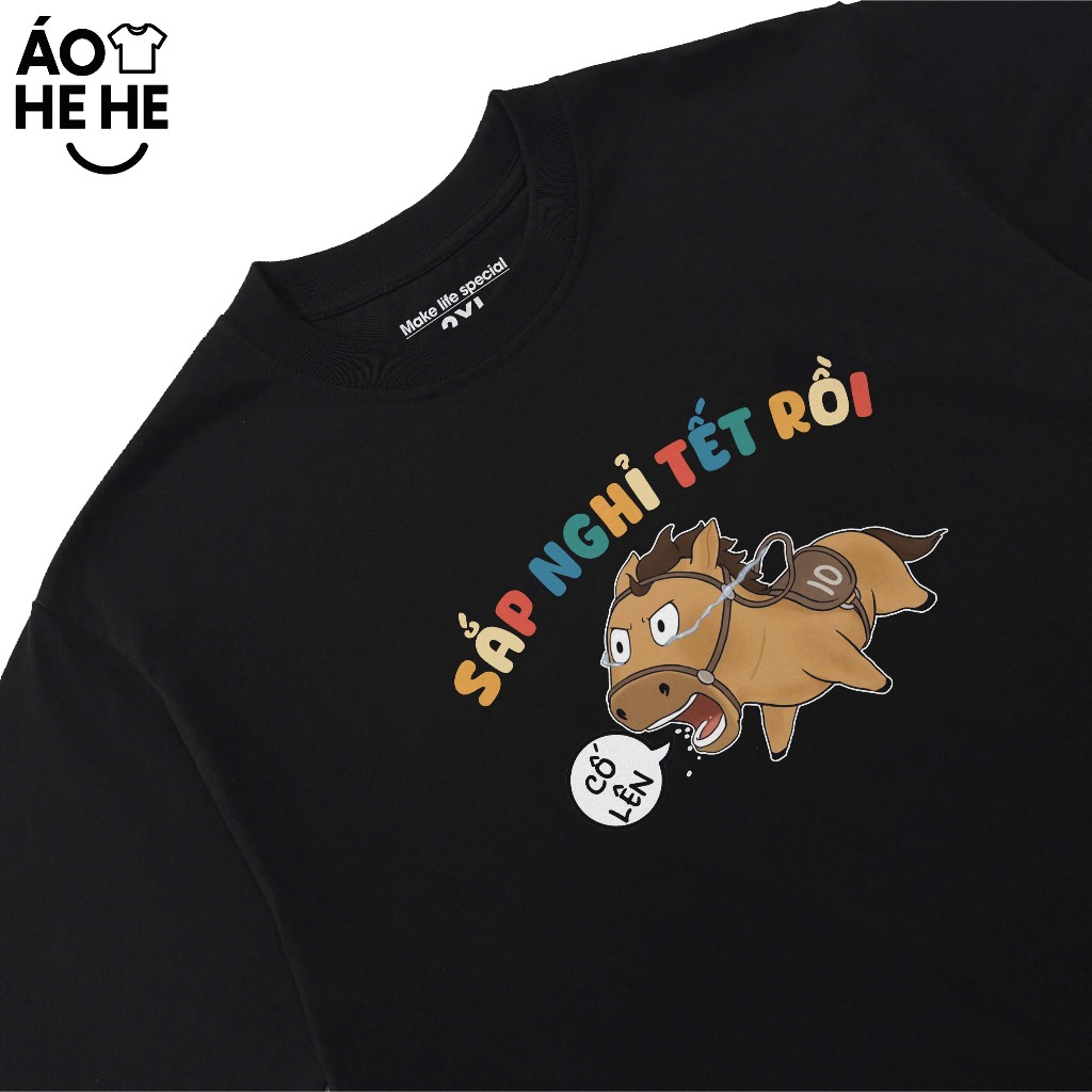 Áo Thun In Chữ Hài Hước Sắp Nghỉ Tết Rồi Câu Nói Text Văn Phòng Công Sở Form Rộng Cotton 230gsm In Theo Yêu Cầu