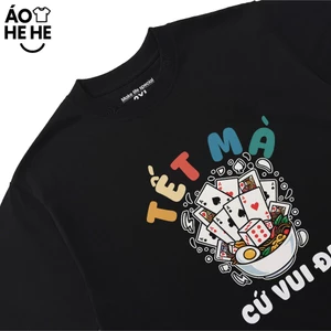 Áo Thun Tết Hài Hước Tết Mà Cứ Vui Đi Câu Nói Text Tết Việt Nam Form Rộng Cotton 230gsm In Theo Yêu Cầu