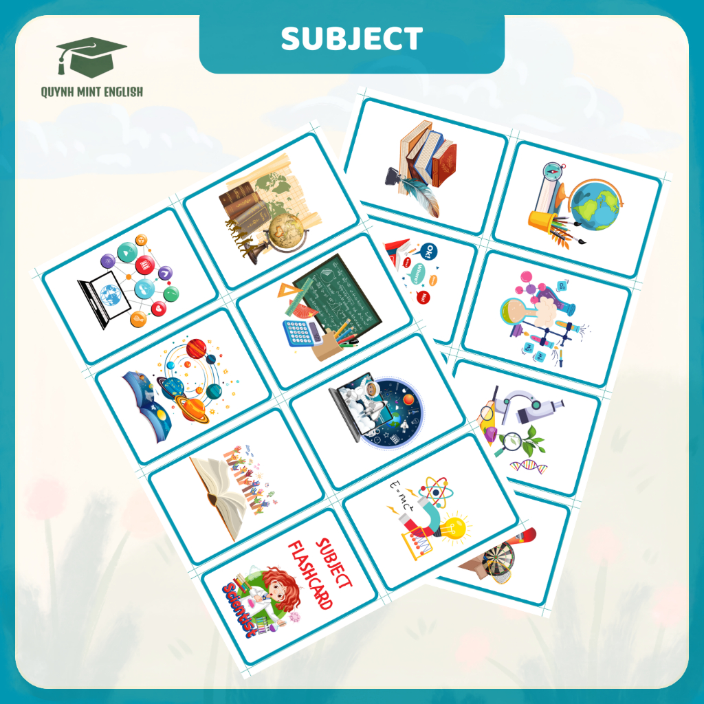 SUBJECT - Bộ 16 thẻ từ vựng học Tiếng Anh - Thẻ Flashcard chủ đề ...