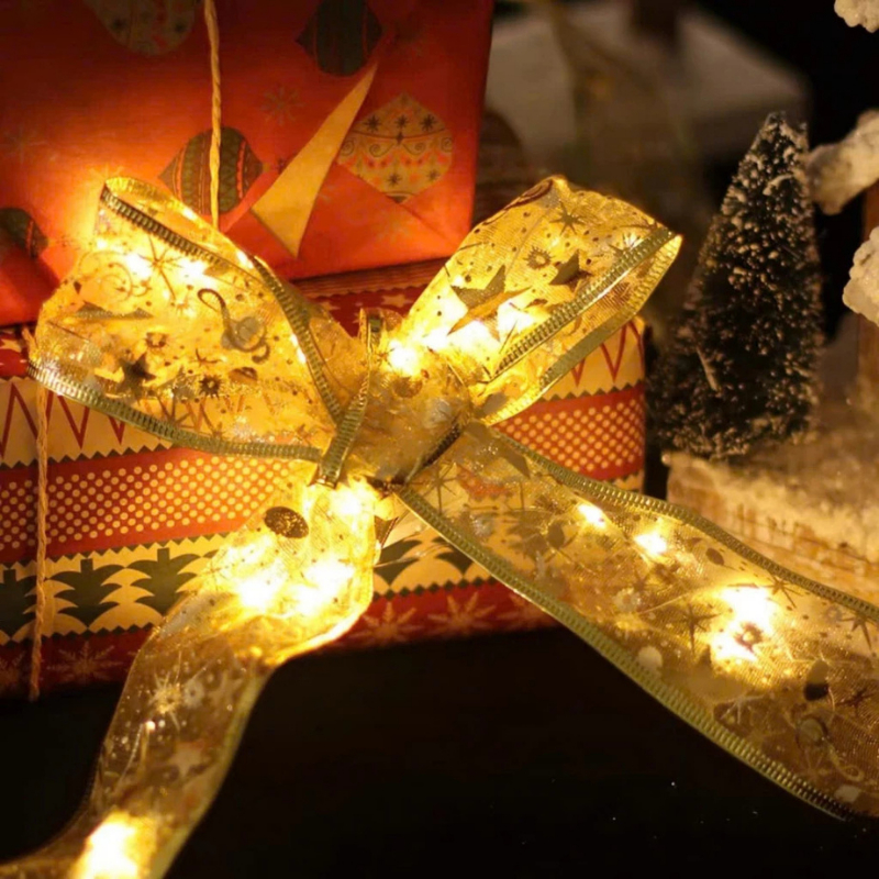 Dây ruy băng có đèn led trang trí cây thông Noen, decor Trang trí Giáng Sinh sáng tạo