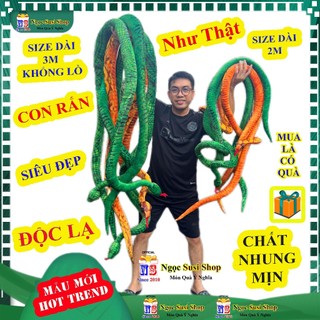 Gấu Bông CON RẮN HỔ MANG 3D Như Thật Chất Lông Nhung Mịn Làm Quà Tặng Trang Trí Độc Lạ Siêu Đẹp