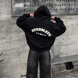 Áo Khoác Hoodie Zip Nam-Nữ STORM_STUDIO In Dập Nổi Cao Cấp Chất Nỉ Dày Dặn Chuẩn From Dáng FORM BOXY size 35-75 Kg