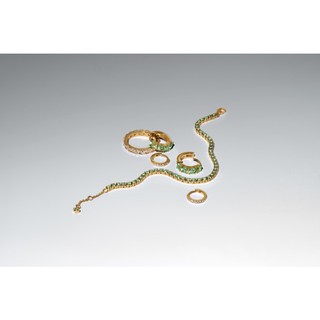 Vòng Pandora Tennis Mạ Vàng 14k Đính Đá Xanh Lá