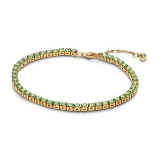Vòng Pandora Tennis Mạ Vàng 14k Đính Đá Xanh Lá