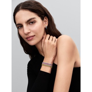 Vòng Pandora Tennis Mạ Vàng 14k Đính Đá Xanh Lá
