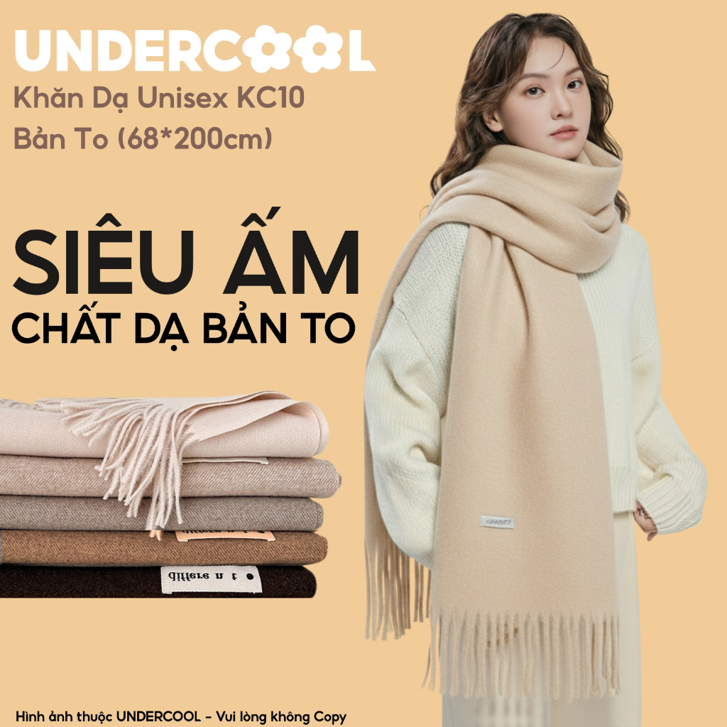 Khăn Choàng Dạ Cashmere Unisex UNDERCOOL Siêu Ấm Bản To 68x200cm Mềm Mịn, Chống Lạnh Tốt, Phong Cách Hàn Quốc KC10