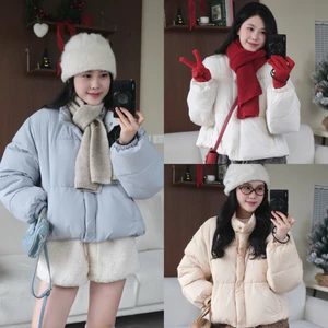 Áo phao trơn cổ cao dáng ngắn tay bo chun 4 màu Nữ the.sweaterweather TSW