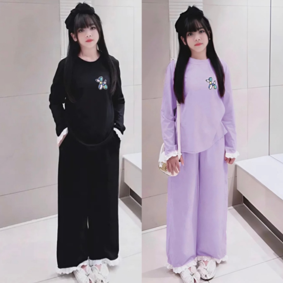Sét quần áo mùa thu cho bé gái thêu hình,chất vải thun tăm mềm mịn co giãn thoải mái.M46