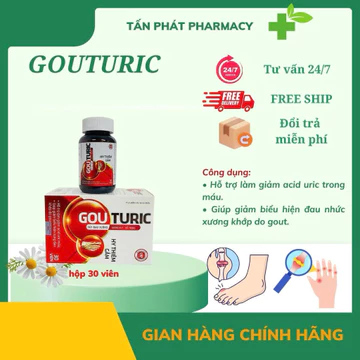 Thực phẩm bảo vệ sức khỏe GOUTURIC – Hỗ trợ giảm acid uric máu, giảm biểu hiện đau khớp do gout_ hộp 30 viên