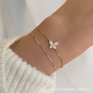 [BẠC 925] Vòng tay nữ bạc 925 đính đá hình con bướm