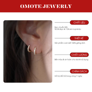 [BẠC 925] Bông tai nữ bạc 925 đính đá thiết kế ôm sát tai