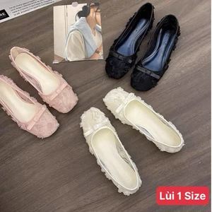 Giày Búp Bê Ren Thêu Hoa Hồng Nổi Phong Cách Nhẹ Nhàng Nữ Tính Mã V027