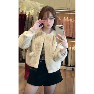 [Về Sẵn]•𝙆𝙞𝙣𝙜𝙨𝙝𝙤𝙥𝙗𝙚𝙖𝙪𝙩𝙮•Áo Khoác Lông Chồn Cổ Tròn QC [TN68]