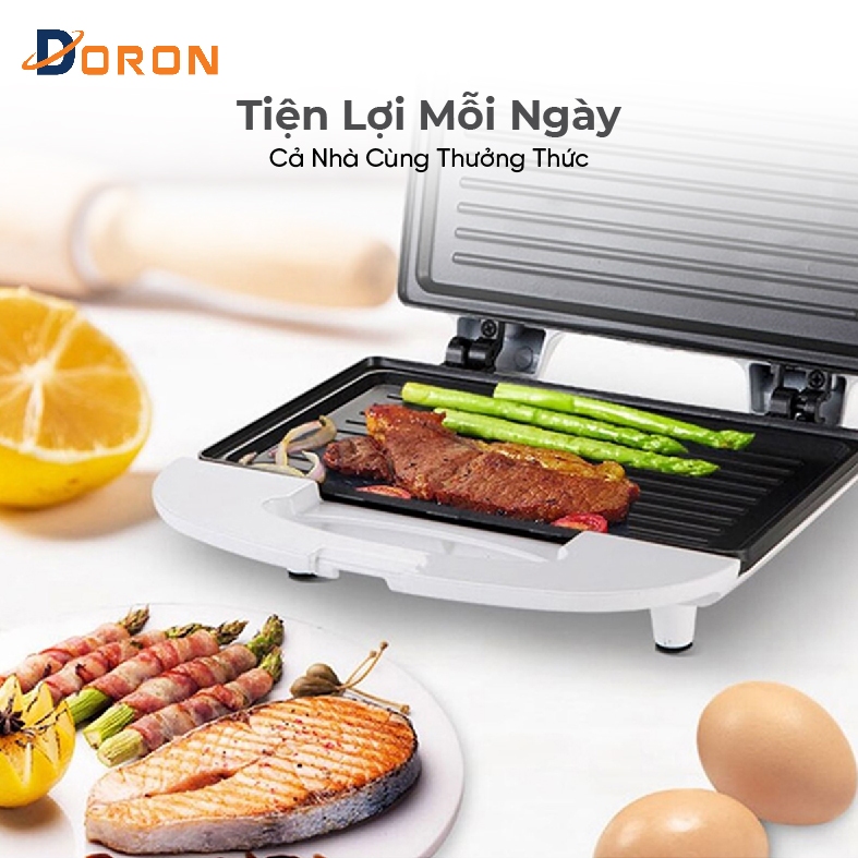 Máy kẹp bánh mì DORON 750W làm nóng nhanh, bánh chín đều 2 mặt