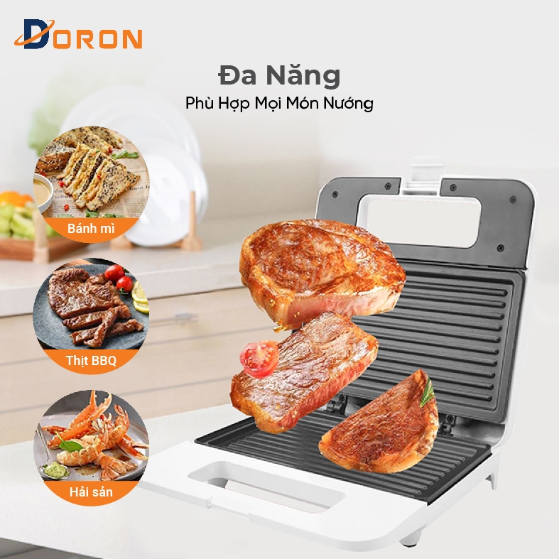 Máy kẹp bánh mì DORON 750W làm nóng nhanh, bánh chín đều 2 mặt