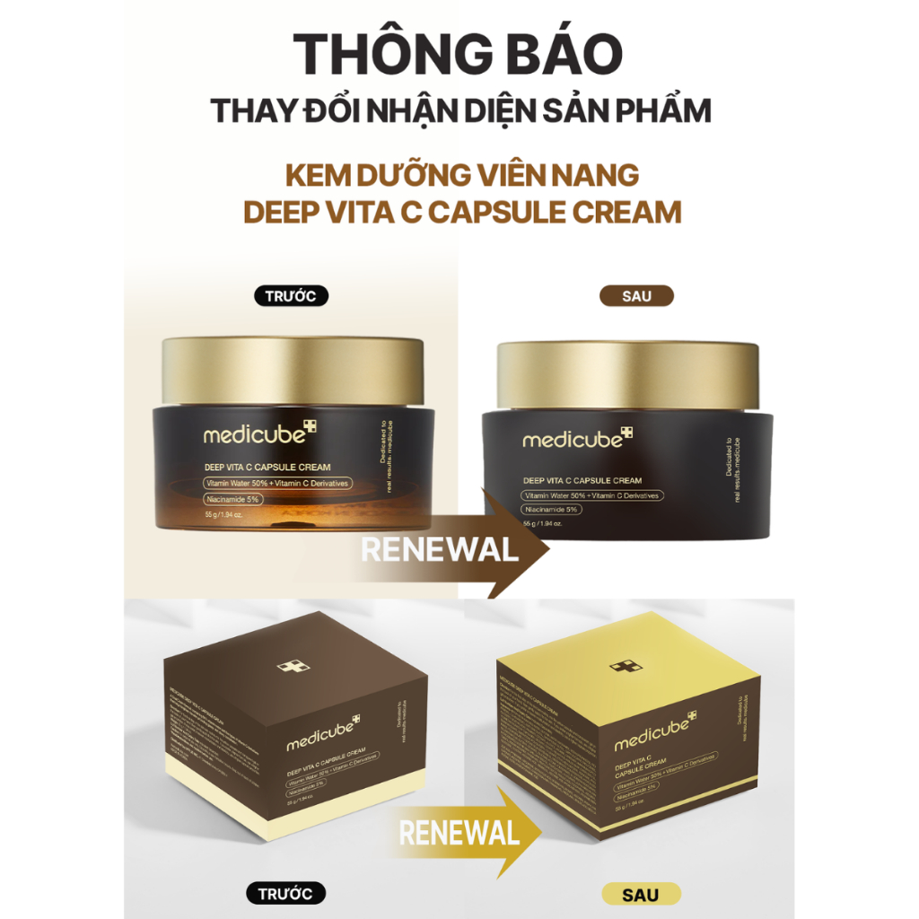 Kem Dưỡng Viên Nang Medicube Deep Vita C/PDRN Pink/Hyaluronic/Kojic Acid/ TXA Niacinamide Capsule Cream 53g 55g