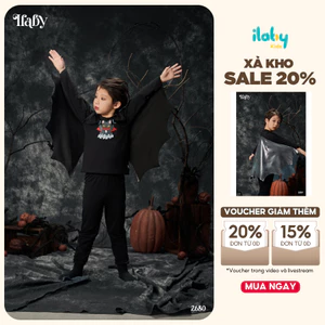 Đồ halloween cho bé trai ILABY set hóa trang halloween dài tay kèm cánh dơi chất cotton [2680]