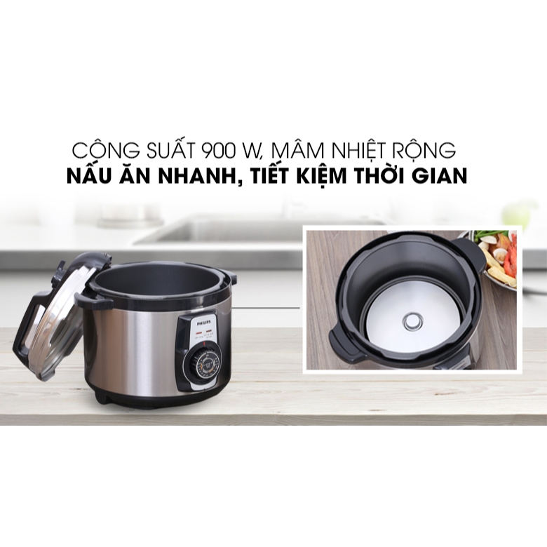 Nồi áp suất cơ Philips HD2103/66 5L - Công suất 900W - 14 chế độ nấu - Bảo hành chính hãng 24 tháng