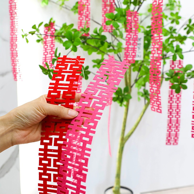 Set 10 dây chữ hỷ dài mini trang trí đám cưới, xe cưới, làm hoa cài - Kem Shop K126