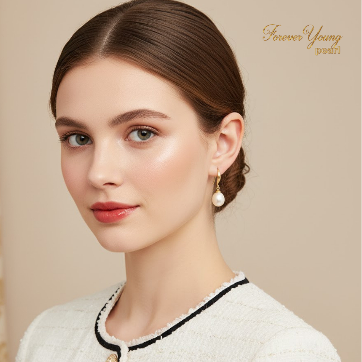 Mã BT51. Bông Tai ngọc Trai Nuôi Nước Ngọt 7-9 Li Quý Phái.Forever Young Pearl- Quà tặng 20/10 dành tặng mẹ và bạn gái