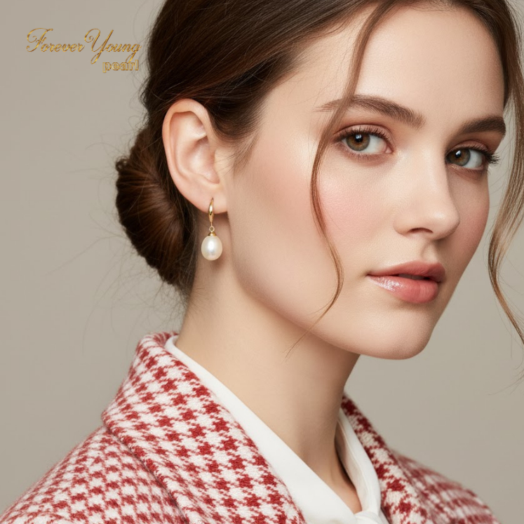 Mã BT51. Bông Tai ngọc Trai Nuôi Nước Ngọt 7-9 Li Quý Phái.Forever Young Pearl- Quà tặng 20/10 dành tặng mẹ và bạn gái