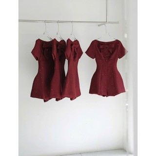 MIMI CLOTHING -Đầm dự tiệc đỏ đô dáng xòe ngọt ngào tôn dáng
