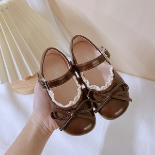 Tăng size Sz 21- 30 Giày Búp Bê Nơ Ren Vintage Khóa Vuông Cho Bé Gái K118
