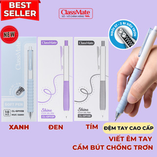 Hộp 10 Bút Gel Classmate 0.5mm Siêu Trơn Chống Trơn Trượt, Bút Bi Nước  Xanh Đen Tím Cho Học Sinh Sinh Viên Văn Phòng