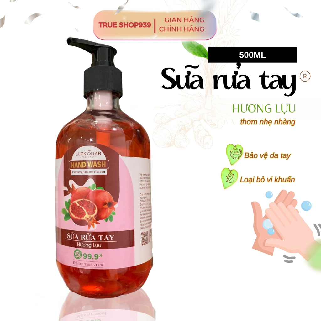 Sữa Rửa Tay Diệt Khuẩn LUCKY STAR Dưỡng Da Tinh Chất Trái Cây 500ML