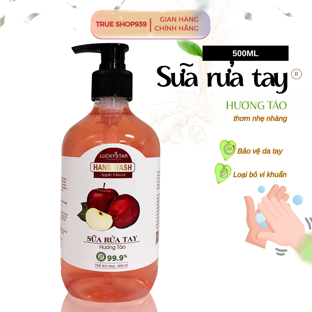 Sữa Rửa Tay Diệt Khuẩn LUCKY STAR Dưỡng Da Tinh Chất Trái Cây 500ML
