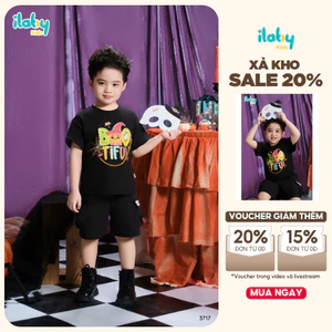 Áo Halloween cho bé ILABY thiết kế in hình phối dây xích chất liệu cotton co giãn thoáng mát [3717]