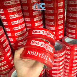 Combo 2 Băng dính Mua 2 Tặng 1, Băng dính in chữ Mua 1 tặng 1, Băng dính khuyến mại tặng kèm siêu dính - Cuộn dài 100m