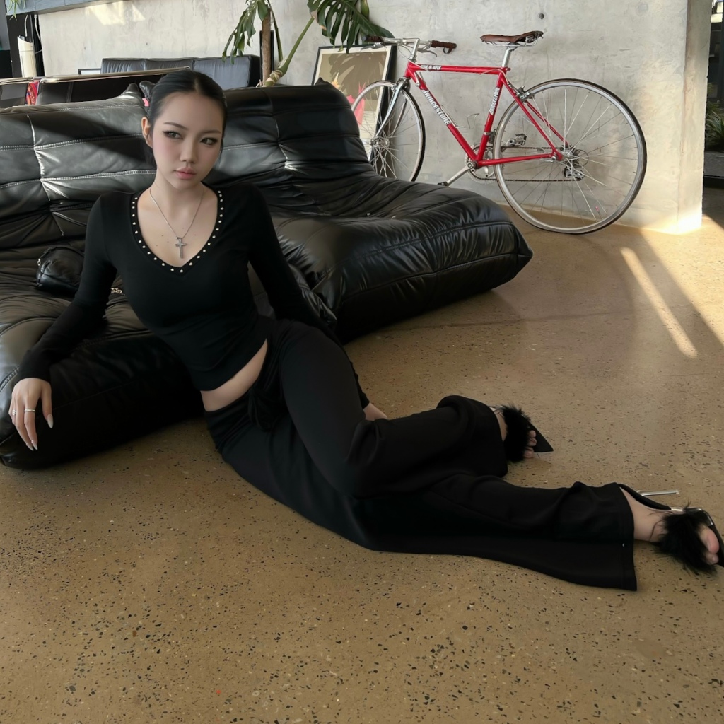 Quần dài Dáng suông POLY cạp trễ FFCLUB