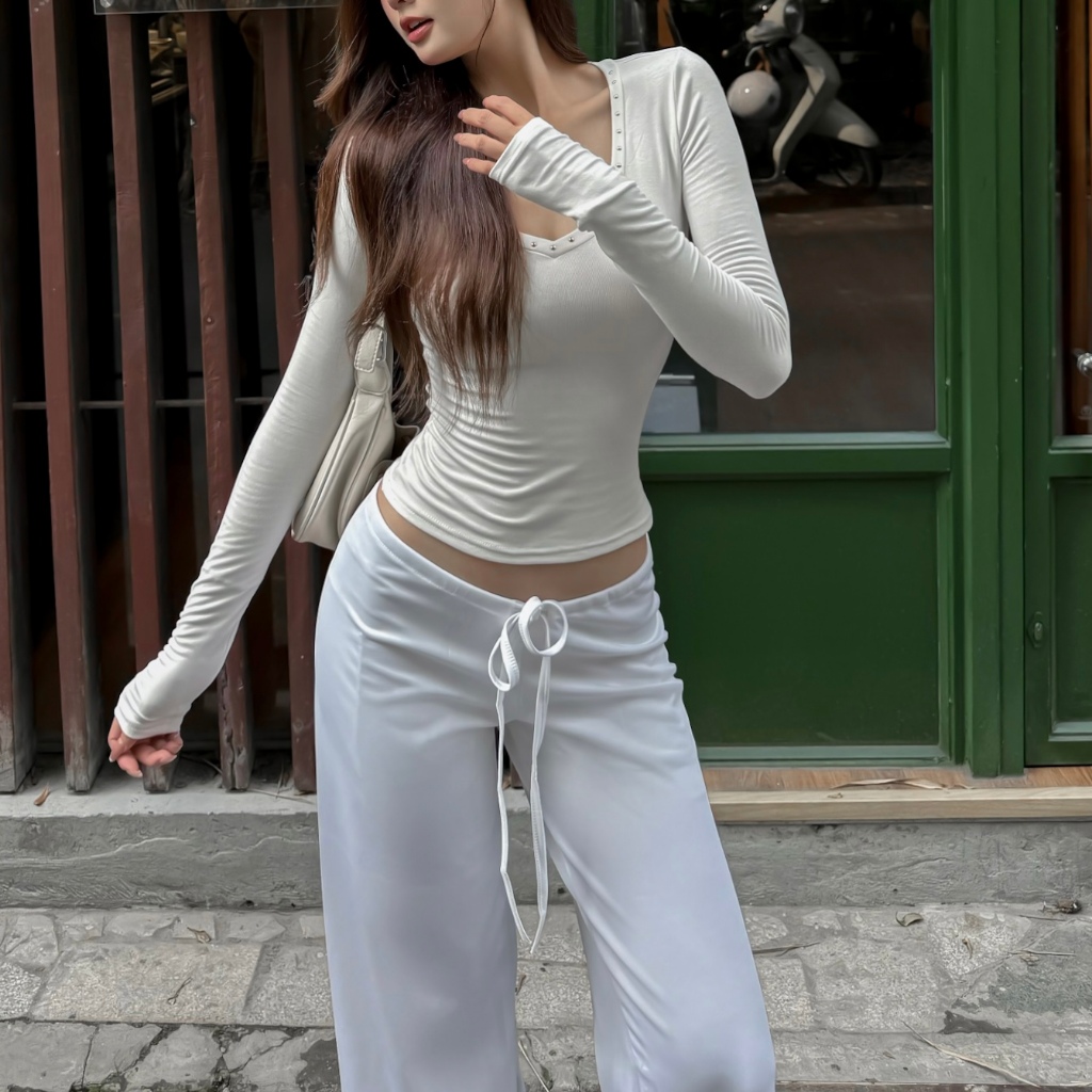 Quần dài Dáng suông POLY cạp trễ FFCLUB