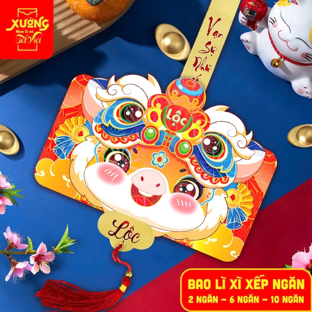 Bao Lì Xì Gấp Gọn Xếp Tầng 2-6-10 Nhiều Ngăn Nhiều Tầng Tài Lộc Đầu Lân Thần Tài Ngựa 2026 Bính Ngọ-Đồ Chơi Cho Bé PUKAP