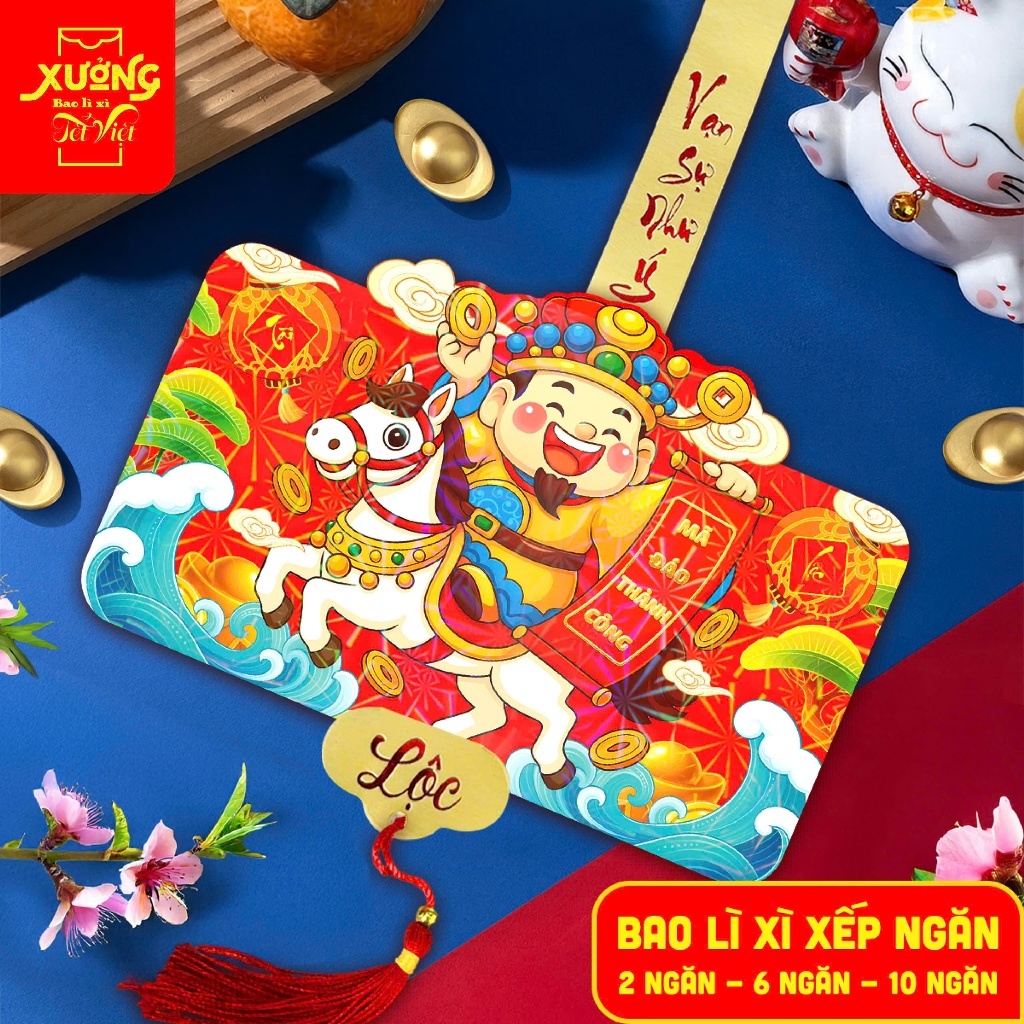 Bao Lì Xì Gấp Gọn Xếp Tầng 2-6-10 Nhiều Ngăn Nhiều Tầng Tài Lộc Đầu Lân Thần Tài Ngựa 2026 Bính Ngọ-Đồ Chơi Cho Bé PUKAP