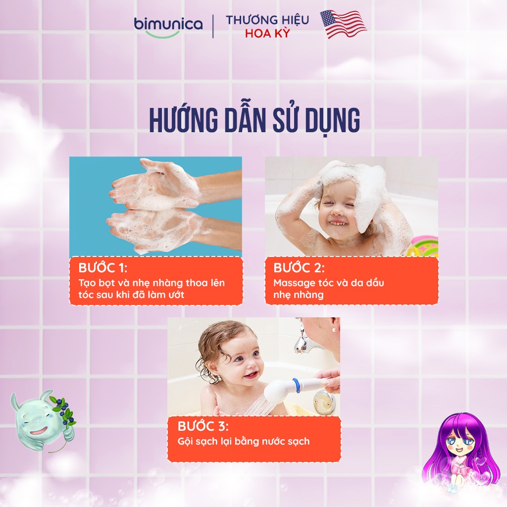 Dầu Gội Xả 2In1 Bimunica Fantomiki Cho Bé Gái Từ 3 Tuổi 500ml - Không Cay Mắt, Làm Sạch/Mềm Mượt